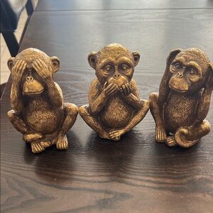 Gold resin Monkey Figurines Trio decor
